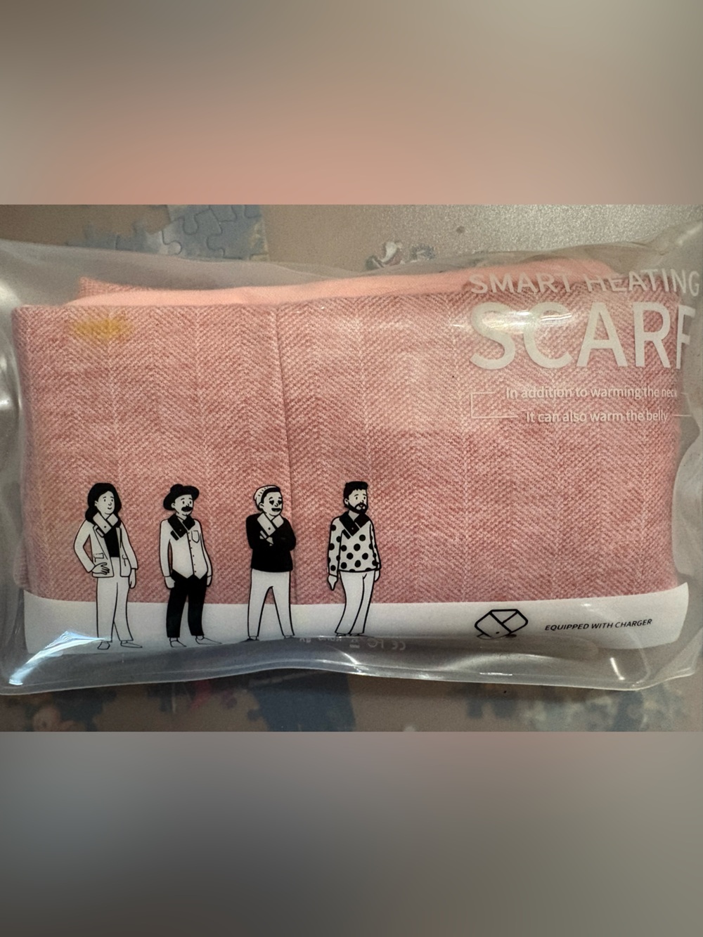 Smart Heating Scarf Rechargeable Heated Neck Wrap Pink USB Washable NWT
